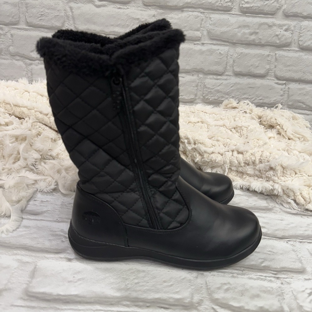 The Totes Jade Quilted Snow Boot Faux Fur Size 7M Black All Weather Winter Boots - Picture 7 of 13